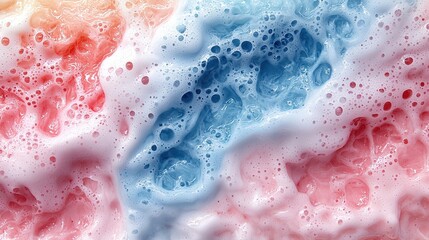 Fototapeta premium Abstract Blue and Pink Swirling Liquid Texture with Bubbles