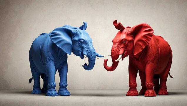 Red Elephant and Blue Donkey