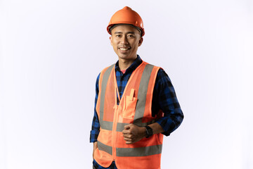 contractor or miner. confident and work-ready. industrial concept. isolated white
