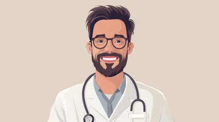 Fototapeta premium Online medical consultation and support. Ask a doctor. Physician with stethoscope on computer screen. Video conferencing, call meeting at home. Therapist appointment. Telemedicine. Vector illustration
