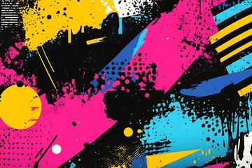 Back To The 90's Backdrop on black background, 90s Theme Party Decoration, Retro Birthday Sign, Nostalgic Disco, Millennial Gen Z Hip Hop Banner. Typical retro background of the 90’s. Generative AI