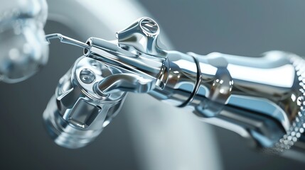 A detailed view of a dental handpiece