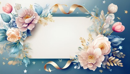 wedding greeting cards, there are elegant floral ornaments in soft colors