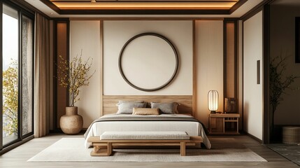 Elegant Poster Mockup in Traditional Chinese Style Interior with Cultural Accents