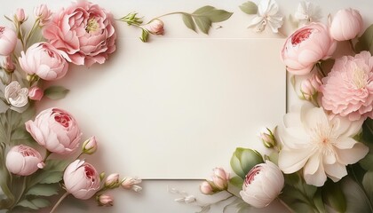 romantic anniversary greeting card illustration  with a soft cream background