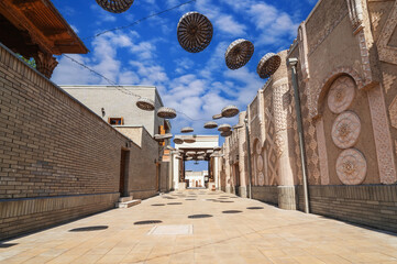An old narrow street of an ancient Arab city in Uzbekistan.
