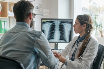 Obraz premium Doctor Discussing X-ray Results with Patient