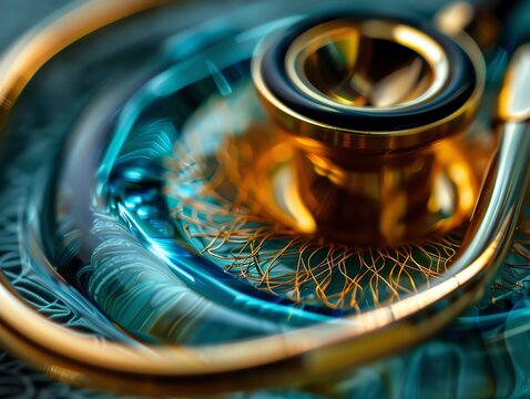 A detailed view of a stethoscope diaphragm