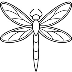 Intricate Dragonfly Wings Line Art Vector