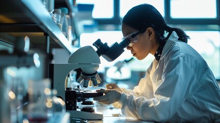 A laboratory technician preparing a slide