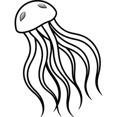 Elegant Jellyfish Icon with Flowing Tentacles - Vector Art