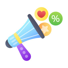 Sale announcement icon in flat style