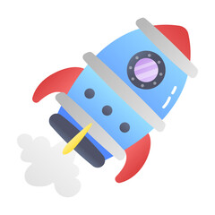 Rocket launch icon in flat style 