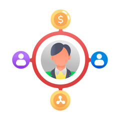 Affiliate marketing icon in flat style