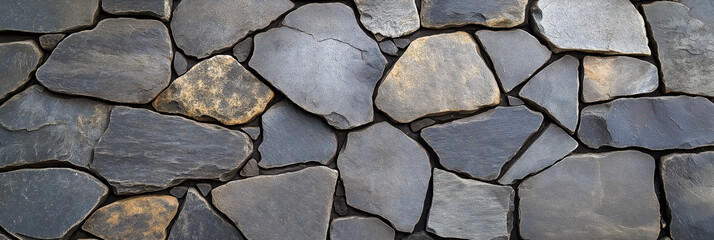 Fototapeta premium Stone wall texture with irregular gray and brown rocks for background design