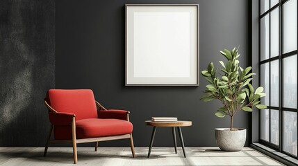 Scandinavian Interior Design of a Modern Living Room Featuring a Stylish Poster Mockup