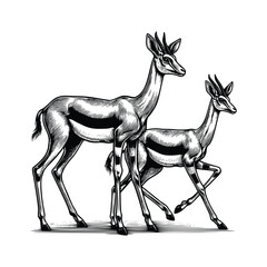 hand drawn Grenuk illustration. engraving black and white grenuk vector illustration isolated background