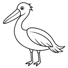 Minimalist Pelican Line Art Vector with Long Beak and Large Wings