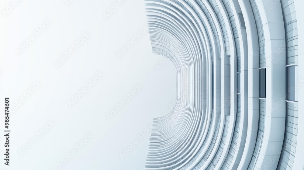 Poster futuristic abstract architecture with smooth curves and minimal design, creating a serene and modern