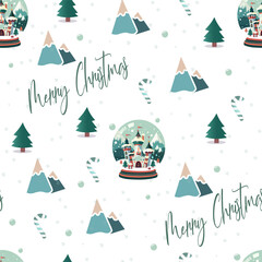 Christmas Snow Globe Castle Pattern