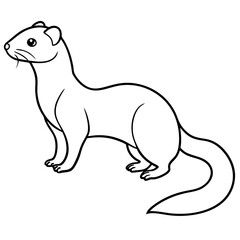 Elegant Ferret on Hind Legs in Minimal Line Art Vector