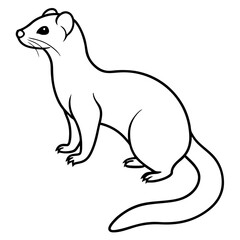 Elegant Ferret on Hind Legs in Minimal Line Art Vector