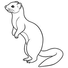 Elegant Ferret on Hind Legs in Minimal Line Art Vector