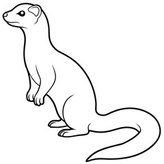 Elegant Ferret on Hind Legs in Minimal Line Art Vector