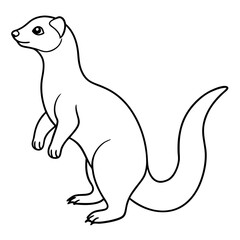 Elegant Ferret on Hind Legs in Minimal Line Art Vector
