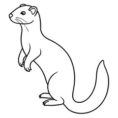 Elegant Ferret on Hind Legs in Minimal Line Art Vector