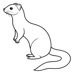 Elegant Ferret on Hind Legs in Minimal Line Art Vector