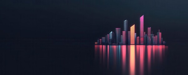 Obraz premium Illustrate a sleek, modern city skyline reflecting a positive customer feedback chart using vibrant digital techniques