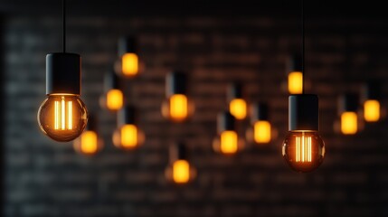 Stunning display of vintage light bulbs illuminating a dark space, creating a warm and inviting ambiance.