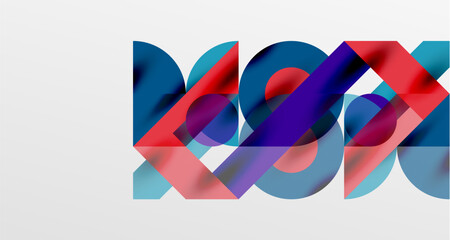 Circles and shadows. Colorful round elements with triangles, semi circles and other shapes. Vector Illustration For Wallpaper, Banner, Background, Card, Book Illustration, landing page