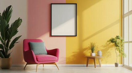 Scandinavian Interior Design of a Modern Living Room Featuring a Stylish Poster Mockup