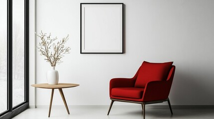 Scandinavian Interior Design of a Modern Living Room Featuring a Stylish Poster Mockup