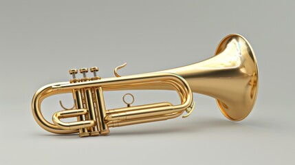 Golden Mellophone on Clean Background