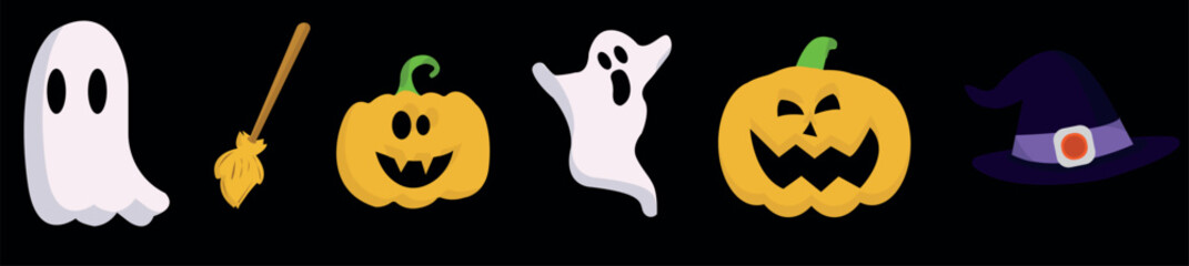 Halloween themed banners and patterns. Halloween theme vector illustration