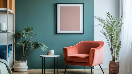 Scandinavian Interior Design of a Modern Living Room Featuring a Stylish Poster Mockup