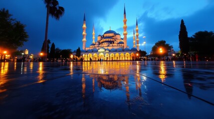 Obraz premium Blue Mosque at Night 