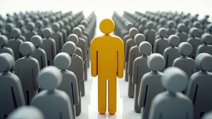 Vibrant Individual Amidst Monochrome Crowd Representing Leadership and Uniqueness