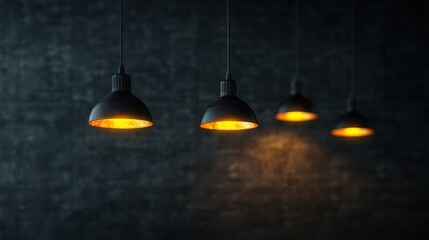 Elegant pendant lights illuminate a dark background, creating a warm and inviting ambiance perfect for any interior design.