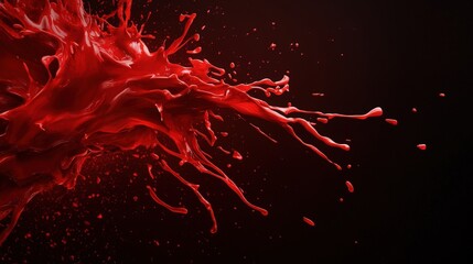 Dynamic splash of red liquid against a dark background, conveying energy and intensity in a striking visual display.
