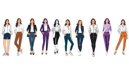 Obraz premium A PNG set of fashion woman for graphic designing