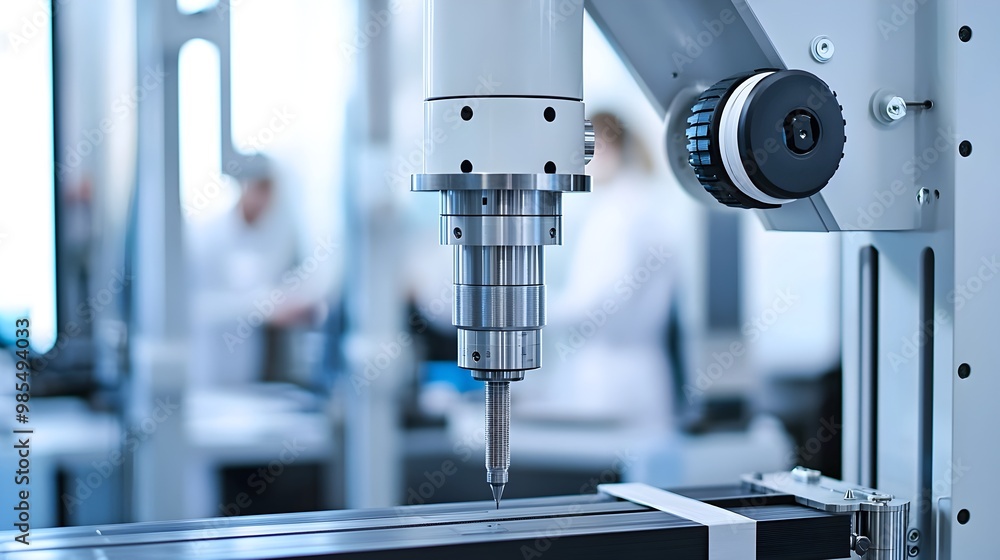 Poster high-tech machine conducting tensile strength and stress testing for product endurance validation