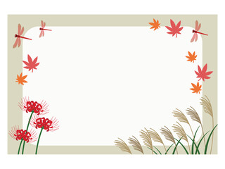 赤とんぼと彼岸花とススキともみじのフレーム © kota