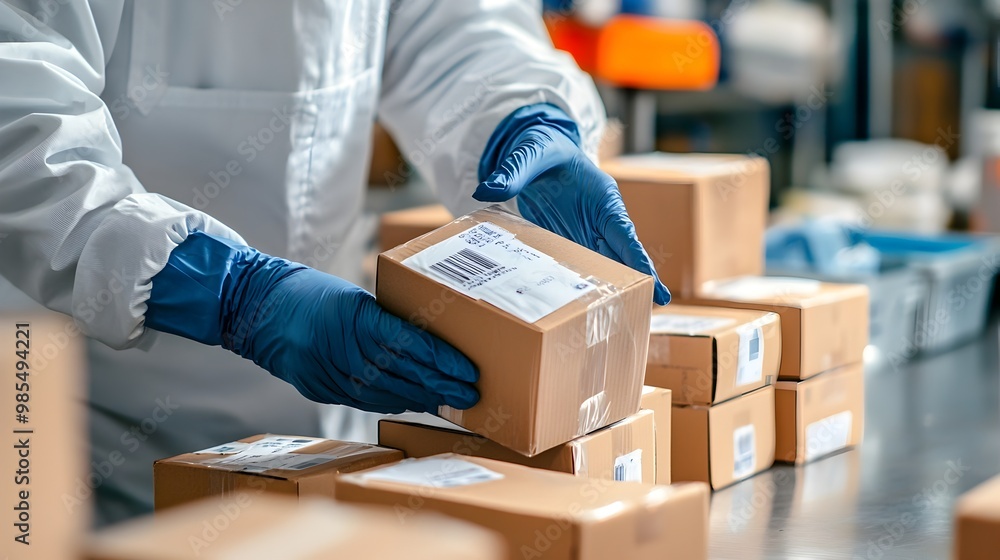 Poster inspector checking dates on product packaging for safety assurance