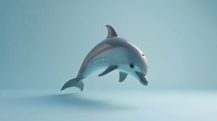 Minimalist 3D Dolphin in Soft Color Palette