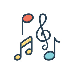 Color illustration icon for musical note