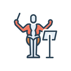 Color illustration icon for orchestra conductor